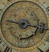 Detail of the engraved features in the dial centre