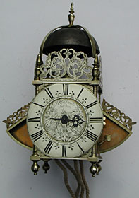 winged lantern clock made in the 1680s by Joseph Windmills of London