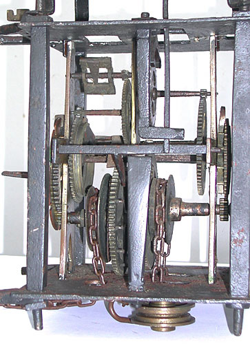movement of the blacksmith lantern clock from the left