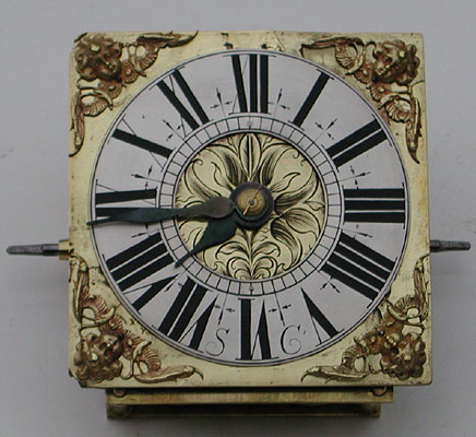 Hooded clock in superb original oak hood, c.1690, monogrammed SC