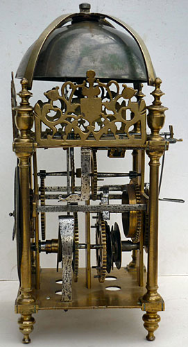 rare Charles I period lantern clock having a fretted centre
