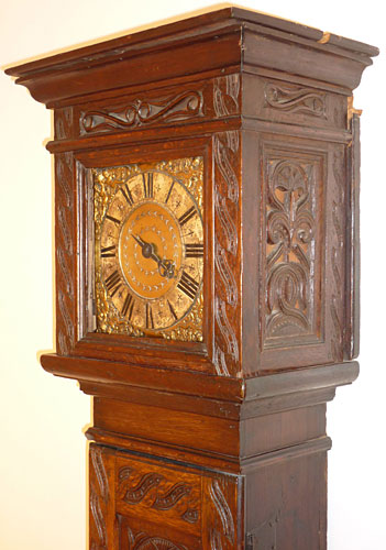 Interesting and rare 'coffin' clock of about 1700 being an unsigned thirty-hour single-handed clock