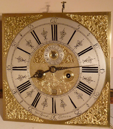 Eight-day clock of about 1710-20 by George Guest of Aston, Birmingham, Warwickshire