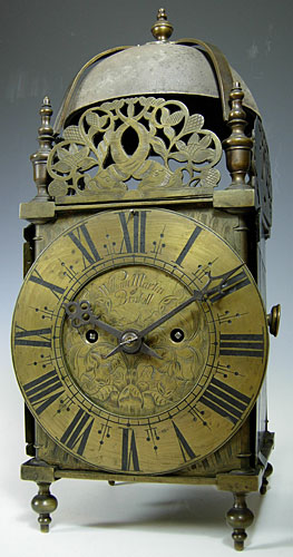 Lantern clock of the late 1680s by William Martin of Bristol