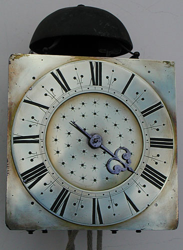 rare square dial lantern clock 1680s-90s, by Barnaby Matthews of Aughton, Lancashire