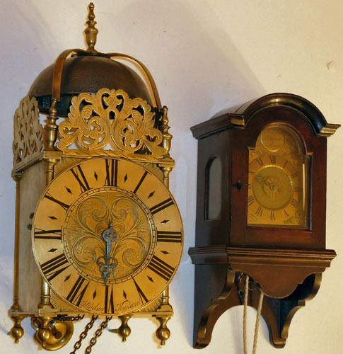 Exceptionally small travelling wall clock made about 1750 by Thomas Pott of London