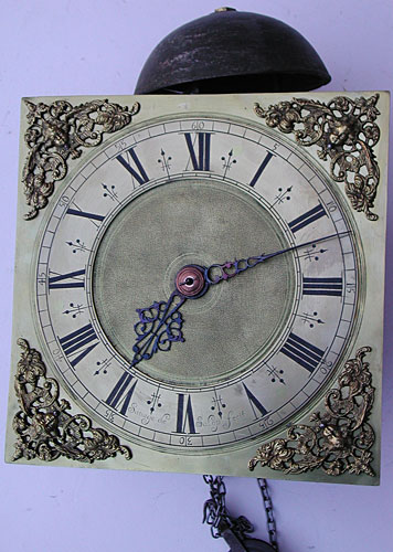 Thirty-hour square dial lantern clock made about 1680 by Richard Savage of Shrewsbury
