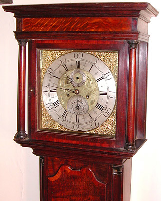 Eight-day brass dial clock of about 1755 by Robert Hampson of Warrington