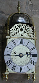 Lantern clock of the 1680s by 'John Barnett at ye Peacock in Lothbury'